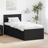 vidaXL Daybed cu sertar cu headboard Negru 100 x 200 cm Lemn compozit 3408516