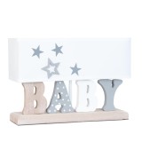 Cumpara ieftin Veioza decorativa lemn textil Baby 35x12x24 cm E27