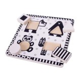 Cumpara ieftin Puzzle alb-negru - Animale si forme, 4 piese