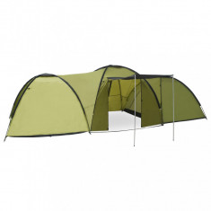 vidaXL Cort camping tip iglu, 8 persoane, verde, 650 x 240 x 190 cm