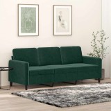 vidaXL Canapea cu 3 locuri, verde &icirc;nchis, 180 cm, catifea 359454