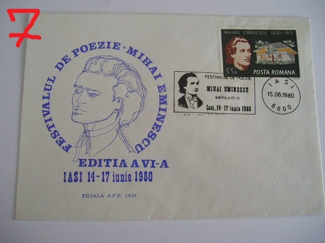 D11 - 1980 - tematica scriitori - Mihai Eminescu - Romania