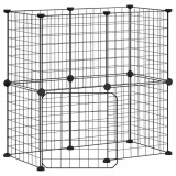 Cusca animale de companie cu usa 12 panouri negru 35x35 cm otel