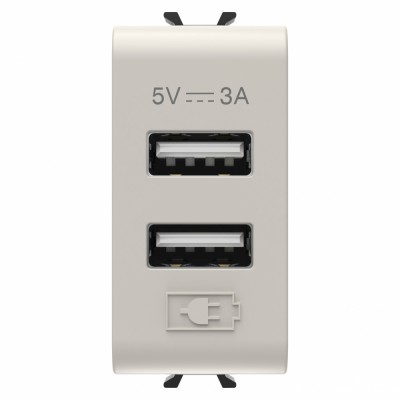 Priza USB tip A 1M alimentare dubla 5V Gewiss Chorus bej satinat MAT GW13447 foto