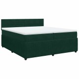 Cumpara ieftin Pat box spring cu saltea, verde inchis, 200x200 cm, catifea