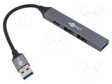 Hub USB Goobay 4 porturi USB A și USB C, 5Gbps, gri, 0.1m