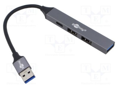 Hub USB Goobay 4 porturi USB A și USB C, 5Gbps, gri, 0.1m foto