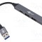 Hub USB Goobay 4 porturi USB A și USB C, 5Gbps, gri, 0.1m