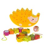 Joc educativ de echilibru 2 in 1, pentru copii, din lemn, arici cu fructe, multicolor