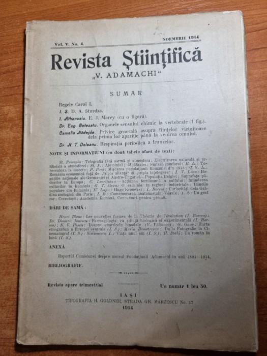 revista stiintifica noiembrie 1914 - moartea regelui carol 1