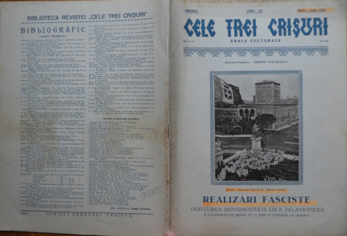Cele Trei Crisuri, anale culturale, Oradea, mai - iunie 1934, Fascismul italian