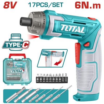TOTAL - SURUBELNITA 8V LI-ION +ACCESORII, INCARCARE USB PowerTool TopQuality foto