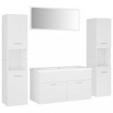 Set mobilier de baie, alb, lemn prelucrat