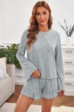 X695-18 Ste 2 piese pijama casual din material reiat elastic