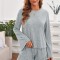 X695-18 Ste 2 piese pijama casual din material reiat elastic