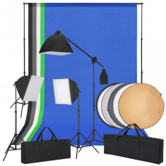 vidaXL Kit studio foto cu lumini softbox, fundaluri ?i un reflector foto