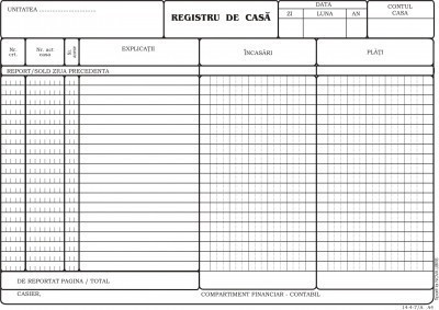 Registru Casa Autocopiativ, Format A4, 50 Set/ Carnet foto