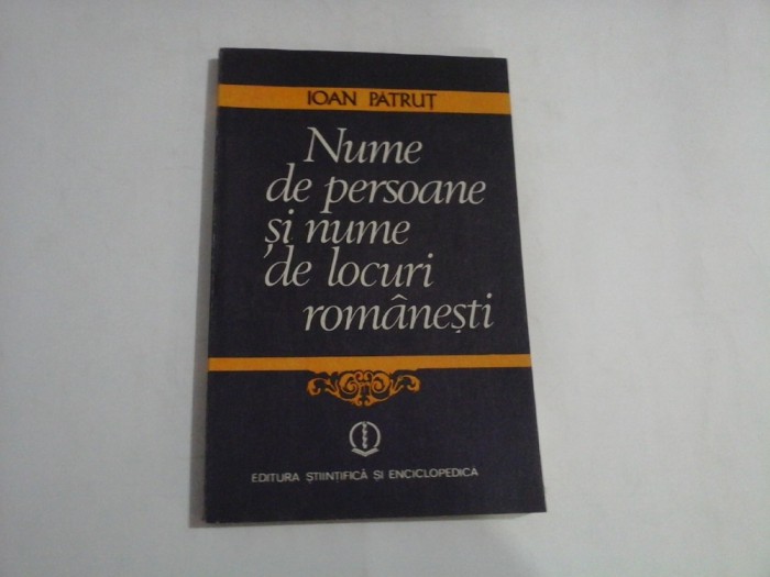 Nume de persoane si numede locuri romanesti - Ioan PATRUT