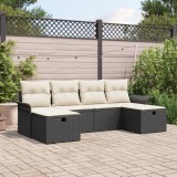 Cumpara ieftin Set de canapele pentru grădină cu pernă 6 pcs Negru Rattan poli