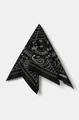 HUGO fular din bumbac culoarea maro, cu imprimeu, 50536055