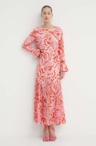 Never Fully Dressed rochie culoarea roz, maxi, evazată