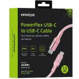 Innostyle Powerflex Usb-C Cablu De &Icirc;ncărcare Rapidă Pentru Iphone Samsung 3A 60W Kevlar 60W 2M Roz