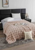 Cumpara ieftin Patura cocolino de lux din blana artificala de iepure 200x230cm,bej-F094