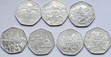 Set complet 7 monede 50 pence 2020 Isle of Man, VICTORY, 75th Anniv. VE Day,aunc, Europa