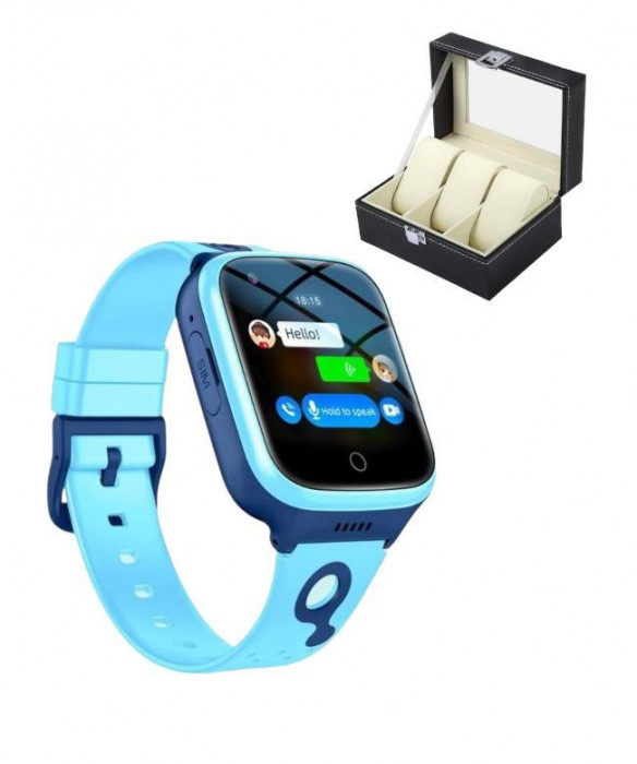 Ceas smartwatch pentru copii, slot cartela SIM, 4G, cu GPS, buton SOS, apelare video, localizare precisa GPS, monitorizare spion, compatibil IOS, Andr