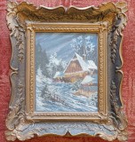 Goblen cu cabană &icirc;n peisaj hibernal