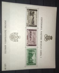 TIMBRE ROMANIA LP 133 1939 CENTENARUL NASTERII REGELUI CAROL I COLITA MNH DANTELATA
