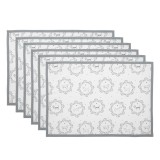Cumpara ieftin Set 6 suporturi farfurii bumbac alb gri Catelusi 48x33 cm