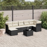 Gossi set mobilier de gradina cu perne, 8 piese, negru, poliratan