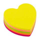 Notes adeziv Office Cover SN4505I, 100 coli, 75x75mm, 5 culori neon, forma inima, blister