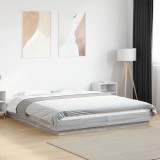 Cumpara ieftin Cadru de pat cu lumini LED gri sonoma 160x200 cm lemn prelucrat
