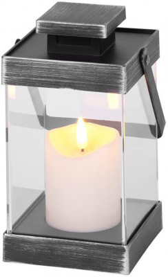 Lampă MagicHome Crăciun Retro, cu lum&amp;acirc;nare, negru, 3xAAA, plastic, temporizator, 10x18,5 cm foto