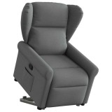 vidaXL Fotoliu rabatabil cu ridicare pe verticală, gri &icirc;nchis, textil