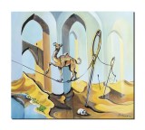 Cumpara ieftin Tablou camila suprarealist pictat manual, Acrobatie, 80x70cm ulei pe panza, Mircea Iordache