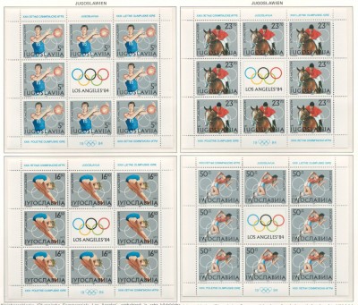 Iugoslavia 1984 Mi 2048/51 klb MNH - Jocurile Olimpice de vara, Los Angeles foto