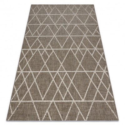 Covor sisal Floorlux 20508 taupe si şampanie Triunghiuri, 60x110 cm foto