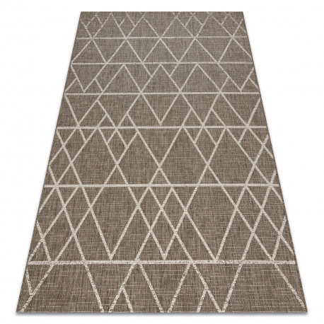 Covor sisal Floorlux 20508 taupe si şampanie Triunghiuri, 60x110 cm