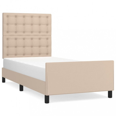 Cadru de pat cu tăblie, cappuccino, 80x200 cm, piele ecologică foto