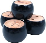 Set de 4 picioare pentru mobilier Shiwaki, lemn masiv, negru/natur, 8,5 x 6,5 x 5 cm