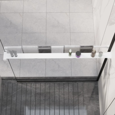 vidaXL Raft de duș pentru perete cabină de duș, alb, 100 cm, aluminiu foto