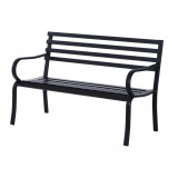 Cumpara ieftin Outsunny Banca de gradina scaun de gradina din metal 2 locuri impermeabila neagra 127 x 62 x 82cm