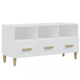 Cumpara ieftin Comoda TV, alb extralucios, 102x36x50 cm, lemn prelucrat