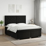 Cumpara ieftin Pat boxspring cu saltea cu headboard Negru 160 x 200 cm Catifea