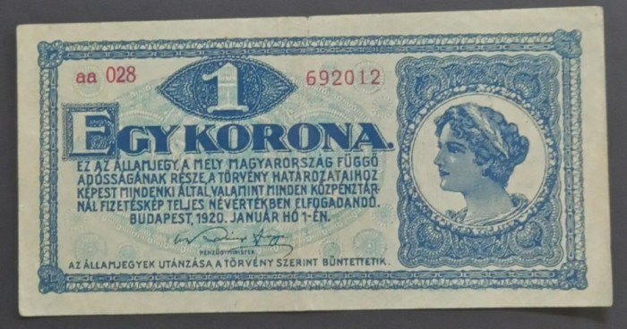 Ungaria, 1 Coroană 1920.