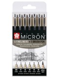 Set 7 pixuri - Sakura - Pigma Micron - Fineliner and Brush - Black | Royal Talens