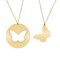 Mariposa - Set coliere personalizate banut si fluturas cu nume din argint 925 placat cu aur galben 24K